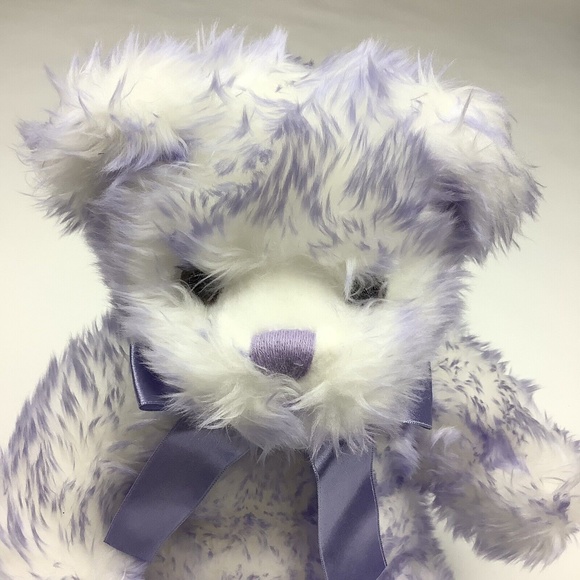 2002 Build A Bear Nikki's Bear Purple Lavender Ribbon Cancer Awareness Plush Toy - Picture 1 of 7